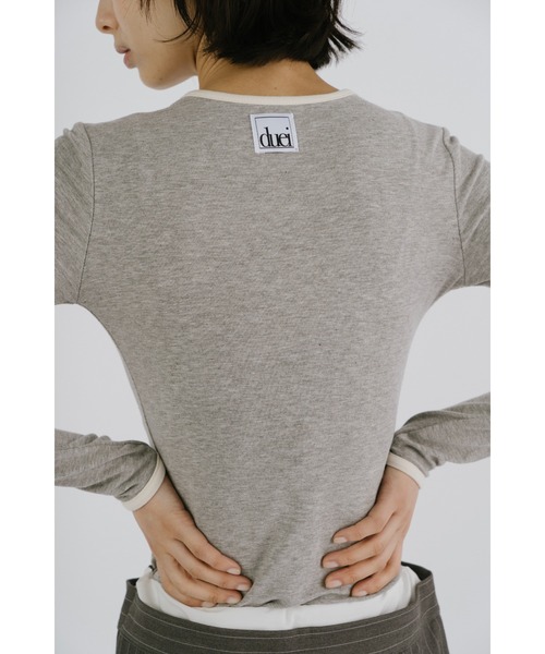 duei(デュイ)の「コンパクトリンガーロングスリーブTシャツ(Tシャツ/カットソー・レディース・イエロー/グレー/ブラック/ホワイト・FREE)」の3枚目の写真