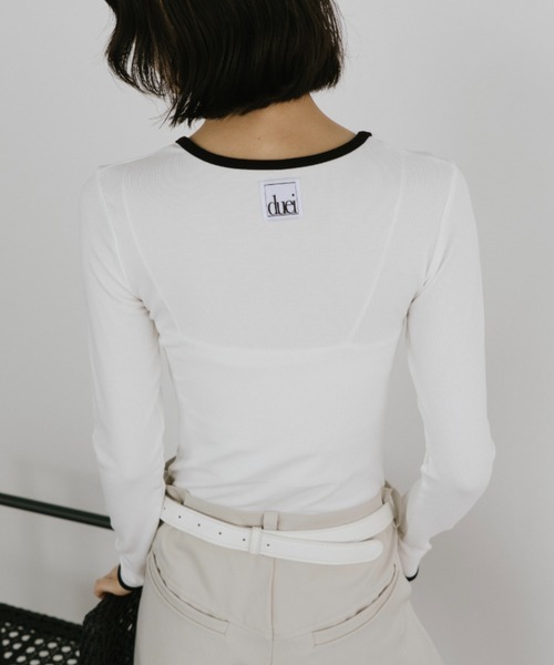 duei(デュイ)の「コンパクトリンガーロングスリーブTシャツ(Tシャツ/カットソー・レディース・イエロー/グレー/ブラック/ホワイト・FREE)」の7枚目の写真