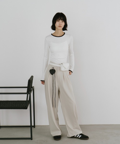 duei(デュイ)の「コンパクトリンガーロングスリーブTシャツ(Tシャツ/カットソー・レディース・イエロー/グレー/ブラック/ホワイト・FREE)」の8枚目の写真