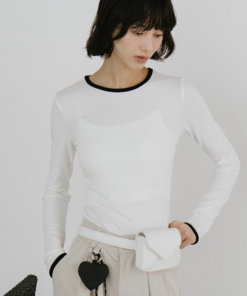 duei(デュイ)の「コンパクトリンガーロングスリーブTシャツ(Tシャツ/カットソー・レディース・イエロー/グレー/ブラック/ホワイト・FREE)」の5枚目の写真