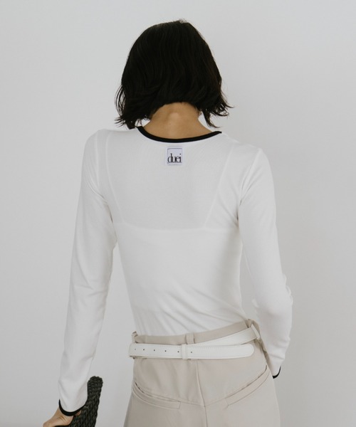 duei(デュイ)の「コンパクトリンガーロングスリーブTシャツ(Tシャツ/カットソー・レディース・イエロー/グレー/ブラック/ホワイト・FREE)」の6枚目の写真