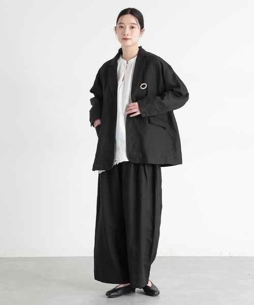 natural by clip》フレンチリネンジャケット×パンツ[プチサイズあり