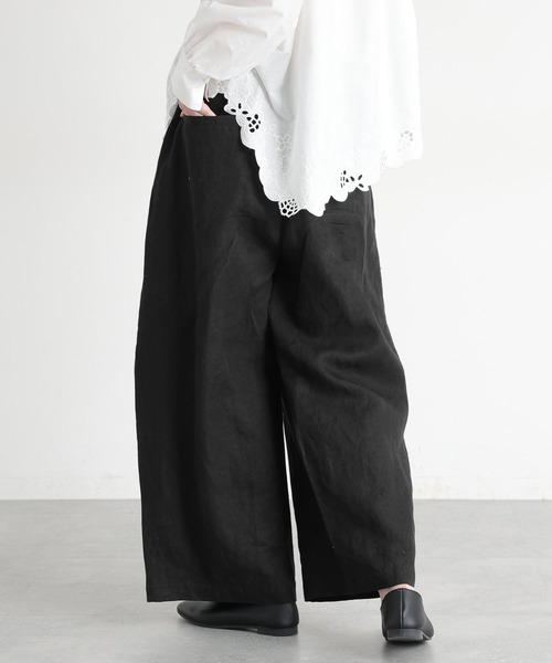 studio CLIP（スタディオクリップ）の「《natural by clip》フレンチリネンジャケット×パンツ[プチサイズあり]（スーツセット・レディース・ブラック/ベージュ・FREE/PF）」の14枚目の写真