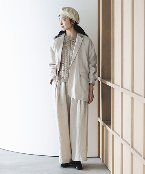 studio CLIP（スタディオクリップ）の「《natural by clip》フレンチリネンジャケット×パンツ[プチサイズあり]（スーツセット・レディース・ブラック/ベージュ・FREE/PF）」の16枚目の写真