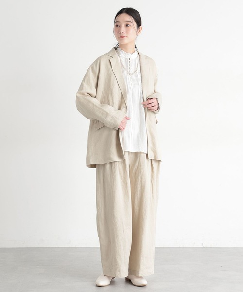 studio CLIP（スタディオクリップ）の「《natural by clip》フレンチリネンジャケット×パンツ[プチサイズあり]（スーツセット・レディース・ブラック/ベージュ・FREE/PF）」の17枚目の写真