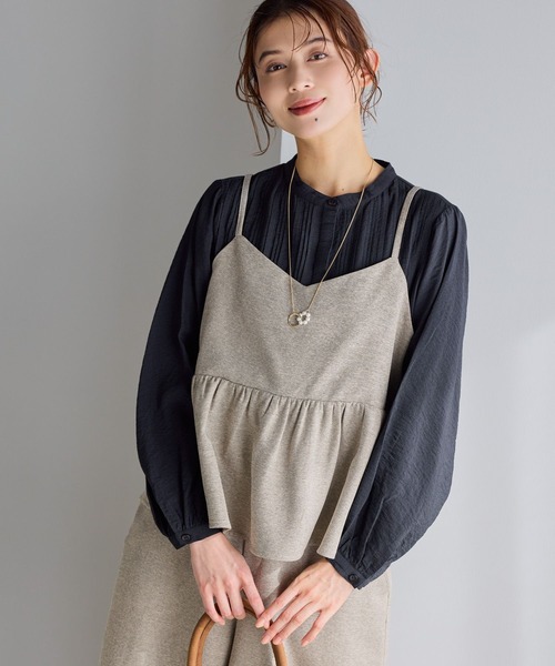 studio CLIP（スタディオクリップ）の「【WEB限定】アイロンいらずキャミソール[プラスサイズあり]《オケージョン2026SS》（キャミソール・レディース・ネイビー/ベージュ系その他/ブラック・FREE/ﾌﾘｰ(L)）」の4枚目の写真