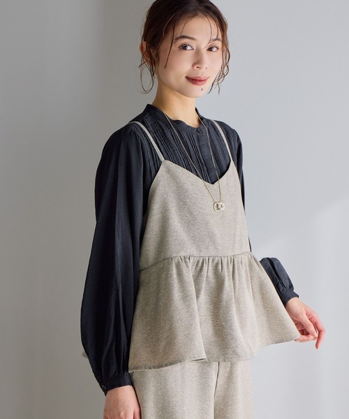 studio CLIP（スタディオクリップ）の「【WEB限定】アイロンいらずキャミソール[プラスサイズあり]《オケージョン2026SS》（キャミソール・レディース・ネイビー/ベージュ系その他/ブラック・FREE/ﾌﾘｰ(L)）」の5枚目の写真