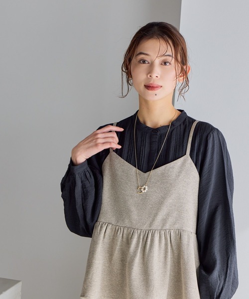 studio CLIP（スタディオクリップ）の「【WEB限定】アイロンいらずキャミソール[プラスサイズあり]《オケージョン2026SS》（キャミソール・レディース・ネイビー/ベージュ系その他/ブラック・FREE/ﾌﾘｰ(L)）」の6枚目の写真