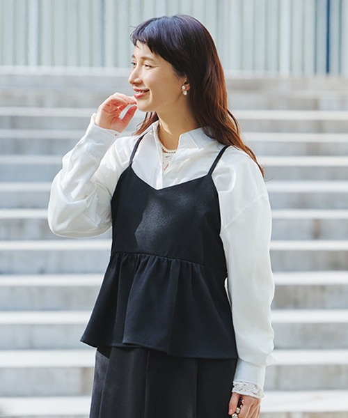 studio CLIP（スタディオクリップ）の「【WEB限定】アイロンいらずキャミソール[プラスサイズあり]《オケージョン2026SS》（キャミソール・レディース・ネイビー/ベージュ系その他/ブラック・FREE/ﾌﾘｰ(L)）」の16枚目の写真