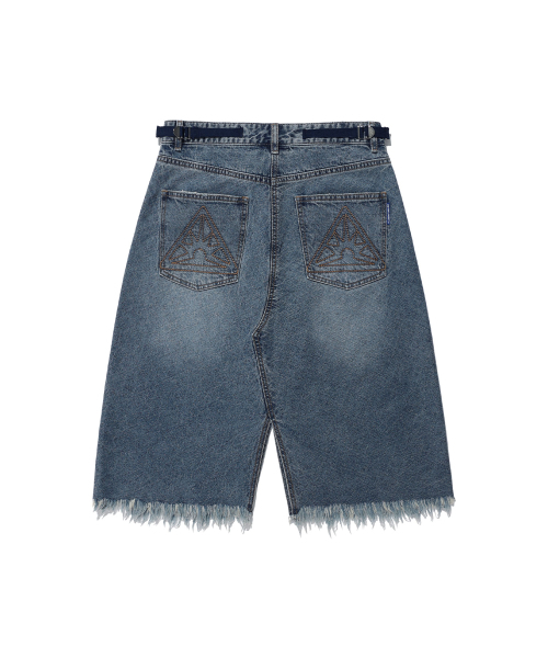 ISTKUNST(イストクンスト)の「WASHED STUD DENIM SKIRT_BLUE(IK2EFFD190A)(スカート・レディース・ブルー・S/M)」の2枚目の写真