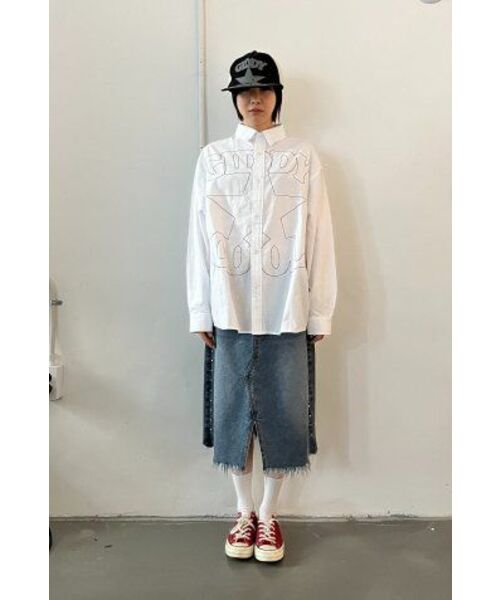 ISTKUNST(イストクンスト)の「WASHED STUD DENIM SKIRT_BLUE(IK2EFFD190A)(スカート・レディース・ブルー・S/M)」の9枚目の写真