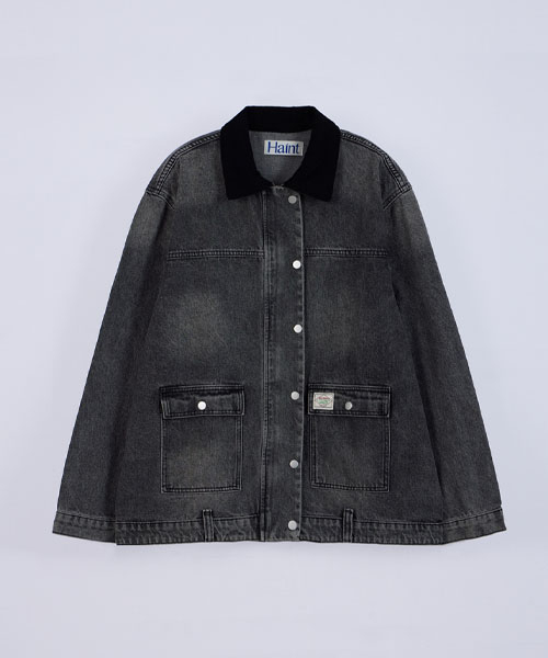 HAINT（ヘイント）の「CORDUROY COLLAR DENIM JACKET_2COLORS_BLACK（デニムジャケット・レディース・ブラック・FREE）」の2枚目の写真