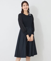 ふくれジャカード ニットコンビドレス
