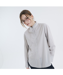 VOYONN（ボヨン）の「フリルチャイナカラー綿アサシルバーグレー0093（シャツ/ブラウス）」