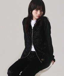 PIECEMAKER（ピースメーカー）の「VELVET WAVE STITCH 2WAY ZIP UP (BLACK)（ナイロンジャケット）」