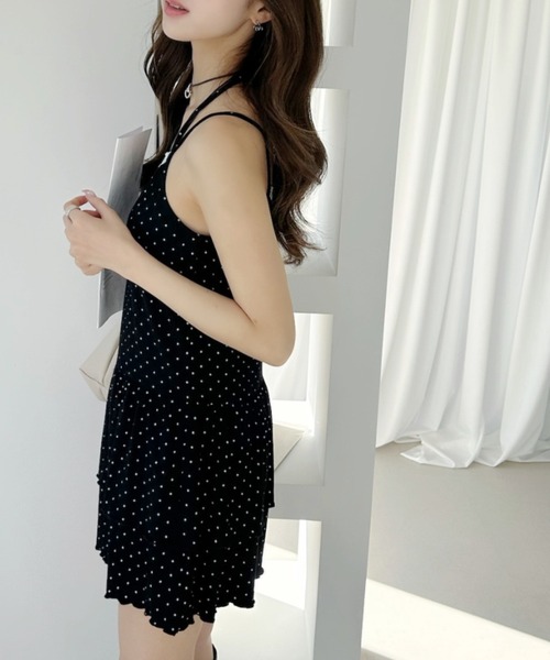 Ada.（エイダ）の「2way 裾フリルデザイン ドット キャミソール　チュニック（チュニック・レディース・オフホワイト/ブラック/チャコール・FREE）」の14枚目の写真