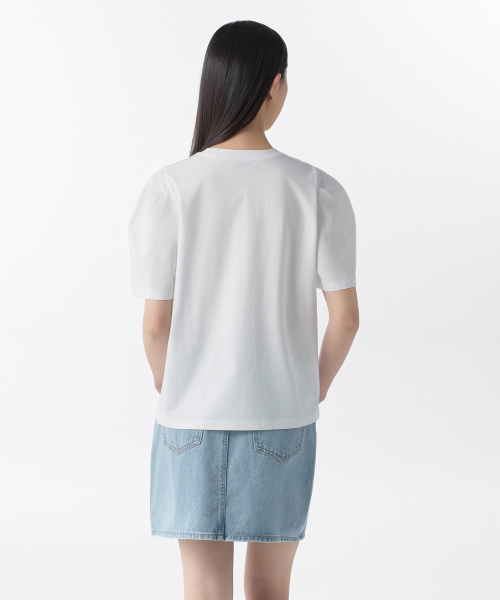 MUSINSA STANDARD WOMAN（ムシンサスタンダードウーマン）の「ウィメンズシルケットパフスリーブTシャツ[ホワイト]（Tシャツ/カットソー・レディース・その他・SMALL/MEDIUM/LARGE/X-SMALL）」の3枚目の写真
