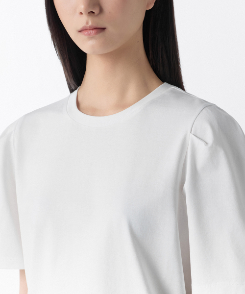 MUSINSA STANDARD WOMAN（ムシンサスタンダードウーマン）の「ウィメンズシルケットパフスリーブTシャツ[ホワイト]（Tシャツ/カットソー・レディース・その他・SMALL/MEDIUM/LARGE/X-SMALL）」の4枚目の写真