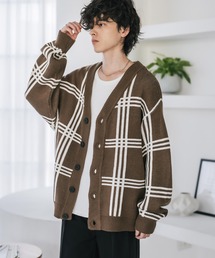 JieDa アーガイルカーディガン ブラウン アーガイル ニット」に該当するブラウン/茶色系のファッション通販