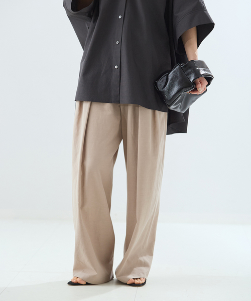 journal standard L'essage（ジャーナルスタンダードレサージュ）の「リノリオグログランタックパンツ（スラックス・レディース・カーキ/ブラック/ベージュ・38/36）」の2枚目の写真