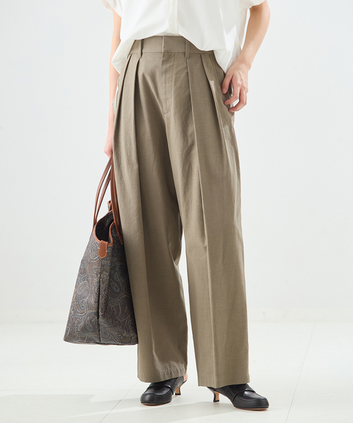 journal standard L'essage（ジャーナルスタンダードレサージュ）の「リノリオグログランタックパンツ（スラックス・レディース・カーキ/ブラック/ベージュ・38/36）」の3枚目の写真