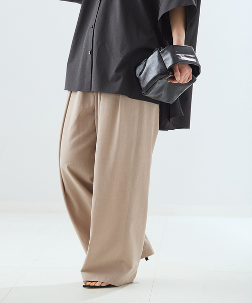 journal standard L'essage（ジャーナルスタンダードレサージュ）の「リノリオグログランタックパンツ（スラックス・レディース・カーキ/ブラック/ベージュ・38/36）」の12枚目の写真