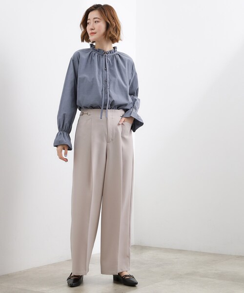 grove（グローブ）の「フリルカラーリボンブラウス（シャツ/ブラウス・レディース・ネイビー/ライトブルー/ベージュ系その他6/ブルー系2・03/02/04/05/01）」の7枚目の写真