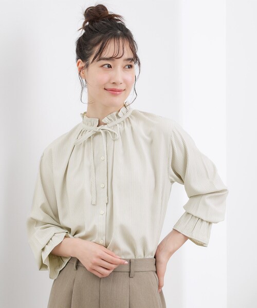 grove（グローブ）の「フリルカラーリボンブラウス（シャツ/ブラウス・レディース・ネイビー/ライトブルー/ベージュ系その他6/ブルー系2・03/02/04/05/01）」の19枚目の写真