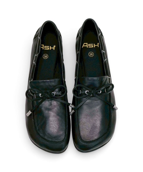 ASH（アッシュ）の「ASH/アッシュ【JOKER】ソフトレザーフラットローファー リボン ステッチ 1.5cmヒール（ローファー・レディース・ブラック・37/38/39）」の10枚目の写真
