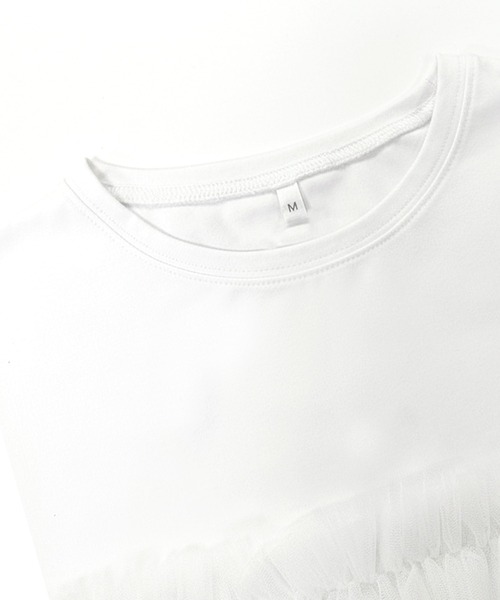 coca(coca)(コカ)の「シルキータッチチュールドッキング長袖Tシャツ(Tシャツ/カットソー・レディース・ホワイト/ブラック・L/M/S)」の17枚目の写真