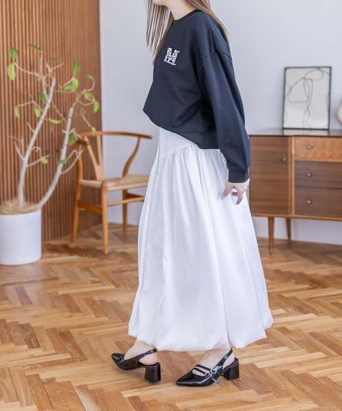CLEAR BASIC（クリアベーシック）の「フロントジップサテンバルーンスカート［大人 カジュアル フェミニン 着回し力抜群］≪新作≫（スカート・レディース・オフホワイト/グレー/ブラック・F）」の8枚目の写真