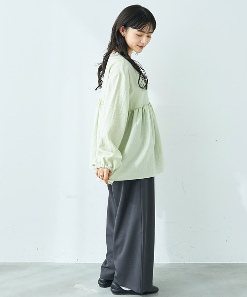mil(ミル)の「ワイドシルエット ダブルタックパンツ【586132】(スラックス・レディース・ブラック/チャコールグレー/ライトグリーン/モカ・FREE/S-Short/S-Regular/M-Short/M-Regular)」の13枚目の写真