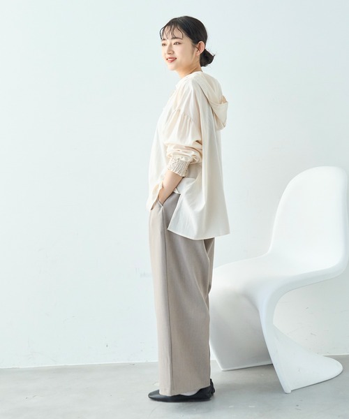 mil(ミル)の「ワイドシルエット ダブルタックパンツ【586132】(スラックス・レディース・ブラック/チャコールグレー/ライトグリーン/モカ・FREE/S-Short/S-Regular/M-Short/M-Regular)」の20枚目の写真