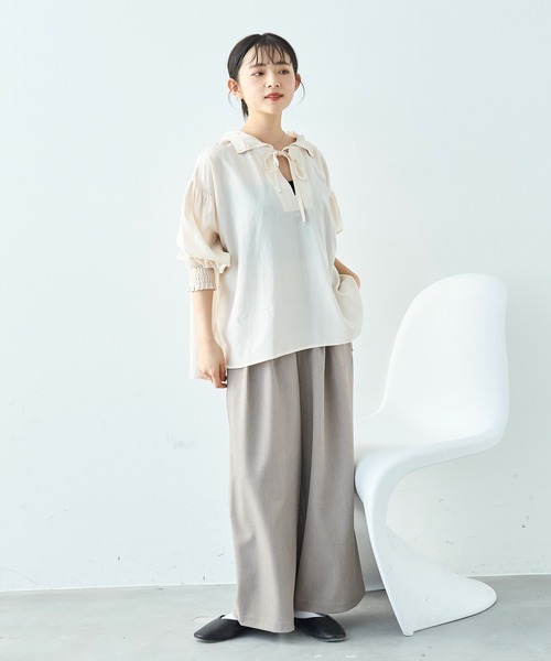mil(ミル)の「ワイドシルエット ダブルタックパンツ【586132】(スラックス・レディース・ブラック/チャコールグレー/ライトグリーン/モカ・FREE/S-Short/S-Regular/M-Short/M-Regular)」の21枚目の写真