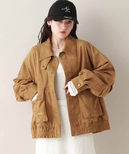 RAGEBLUE（レイジブルー）の「フェイクレザー/スウェードブルゾン（ブルゾン・レディース・ブラウン/ブラック・FREE）」の2枚目の写真