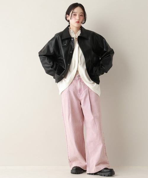 RAGEBLUE（レイジブルー）の「フェイクレザー/スウェードブルゾン（ブルゾン・レディース・ブラウン/ブラック・FREE）」の3枚目の写真