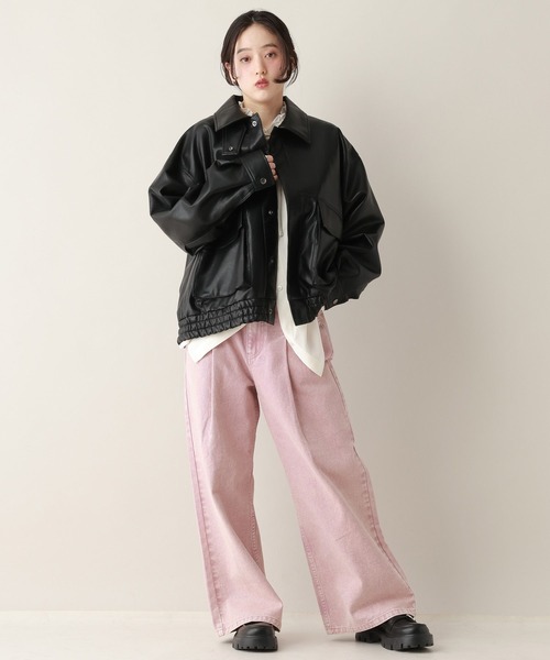 RAGEBLUE（レイジブルー）の「フェイクレザー/スウェードブルゾン（ブルゾン・レディース・ブラウン/ブラック・FREE）」の4枚目の写真