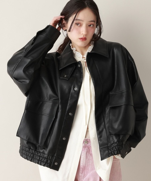 RAGEBLUE（レイジブルー）の「フェイクレザー/スウェードブルゾン（ブルゾン・レディース・ブラウン/ブラック・FREE）」の6枚目の写真