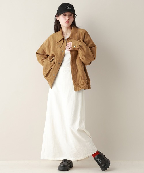 RAGEBLUE（レイジブルー）の「フェイクレザー/スウェードブルゾン（ブルゾン・レディース・ブラウン/ブラック・FREE）」の9枚目の写真