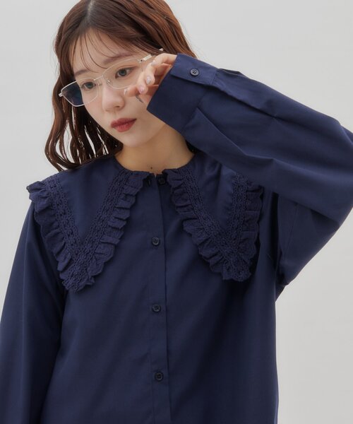 【新品タグ付き】Discoat ディスコート 刺繍レースビッグブラウス Discoat（ディスコート） ブラウス シャツ 「WEB限定」レースシャツ