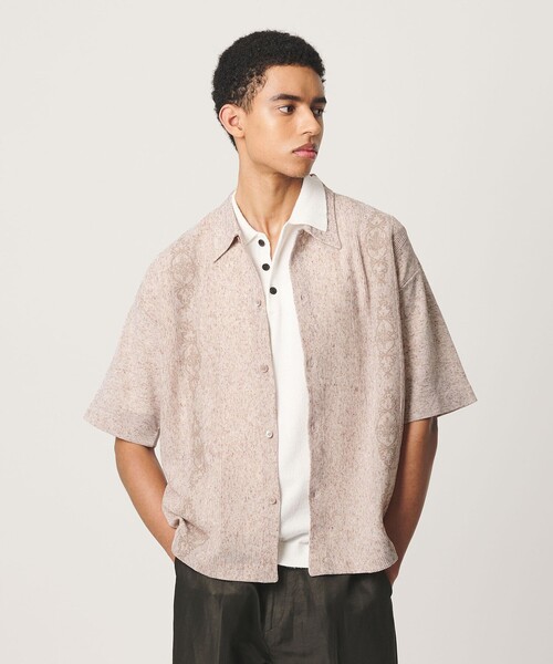 BEAUTY&YOUTH UNITED ARROWS(ビューティーアンドユースユナイテッドアローズ)の「<OWNESS>キューバ ショートスリーブ ニット シャツ(カーディガン/ボレロ・メンズ・ナチュラル/ダークグレー・M/L/S)」の3枚目の写真