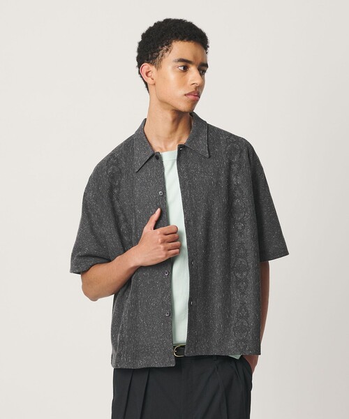 BEAUTY&YOUTH UNITED ARROWS(ビューティーアンドユースユナイテッドアローズ)の「<OWNESS>キューバ ショートスリーブ ニット シャツ(カーディガン/ボレロ・メンズ・ナチュラル/ダークグレー・M/L/S)」の7枚目の写真