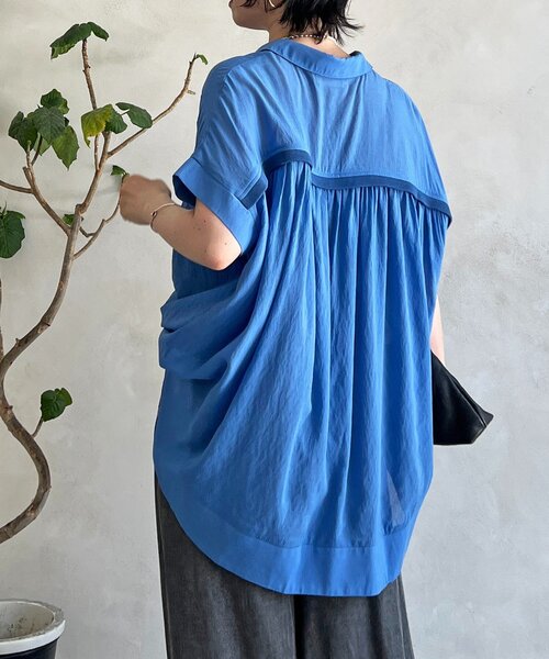 un dix cors（アンディコール）の「【SNSで話題！】【待望の再入荷！】麻調シアーバックテープシャツ（シャツ/ブラウス・レディース・チャコールグレー/ブルー/アイボリー・FREE）」の3枚目の写真