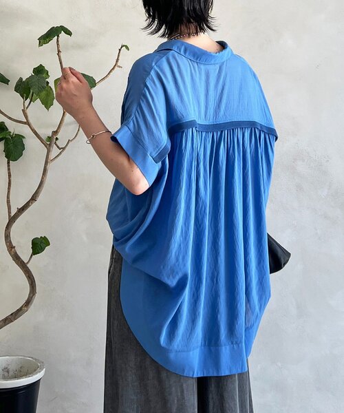un dix cors（アンディコール）の「【SNSで話題！】【待望の再入荷！】麻調シアーバックテープシャツ（シャツ/ブラウス・レディース・チャコールグレー/ブルー/アイボリー・FREE）」の10枚目の写真