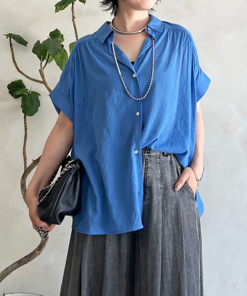 un dix cors（アンディコール）の「【SNSで話題！】【待望の再入荷！】麻調シアーバックテープシャツ（シャツ/ブラウス・レディース・チャコールグレー/ブルー/アイボリー・FREE）」の11枚目の写真