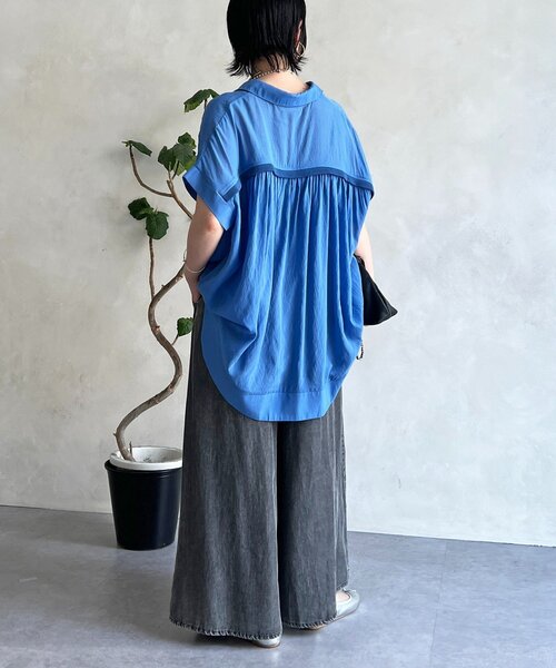 un dix cors（アンディコール）の「【SNSで話題！】【待望の再入荷！】麻調シアーバックテープシャツ（シャツ/ブラウス・レディース・チャコールグレー/ブルー/アイボリー・FREE）」の12枚目の写真