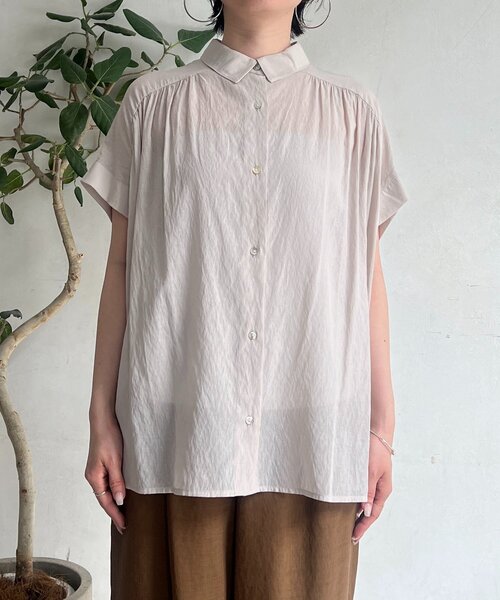 un dix cors（アンディコール）の「【SNSで話題！】【待望の再入荷！】麻調シアーバックテープシャツ（シャツ/ブラウス・レディース・チャコールグレー/ブルー/アイボリー・FREE）」の16枚目の写真