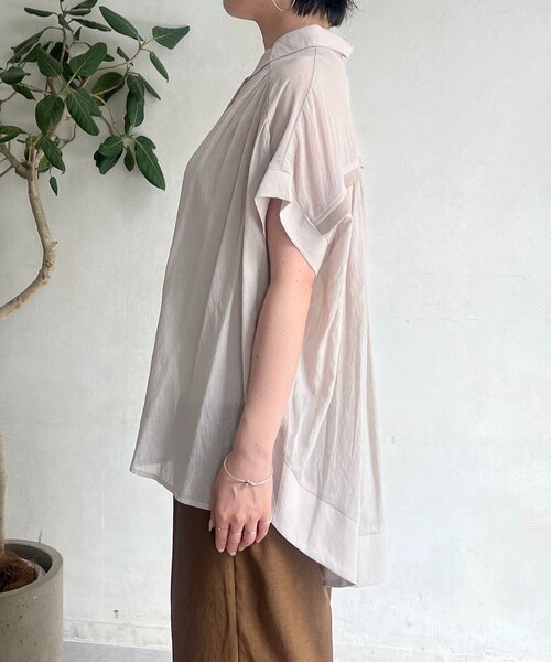 un dix cors（アンディコール）の「【SNSで話題！】【待望の再入荷！】麻調シアーバックテープシャツ（シャツ/ブラウス・レディース・チャコールグレー/ブルー/アイボリー・FREE）」の17枚目の写真