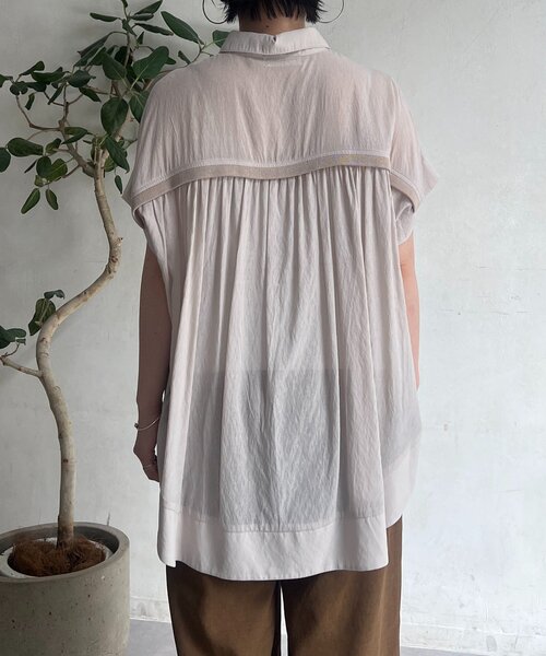 un dix cors（アンディコール）の「【SNSで話題！】【待望の再入荷！】麻調シアーバックテープシャツ（シャツ/ブラウス・レディース・チャコールグレー/ブルー/アイボリー・FREE）」の18枚目の写真