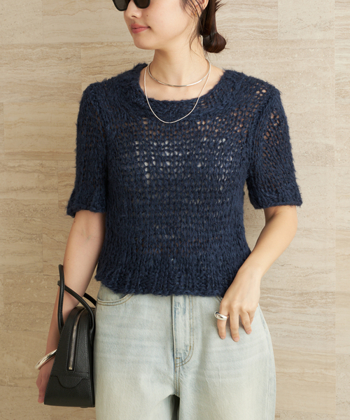 plage(プラージュ)の「ISOBEL CLEO / イザベルクリオ SILK THE CLASSIC TEE ニット(ニット/セーター・レディース・ネイビー・FREE)」の6枚目の写真